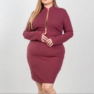 Mauve high neck peep dress